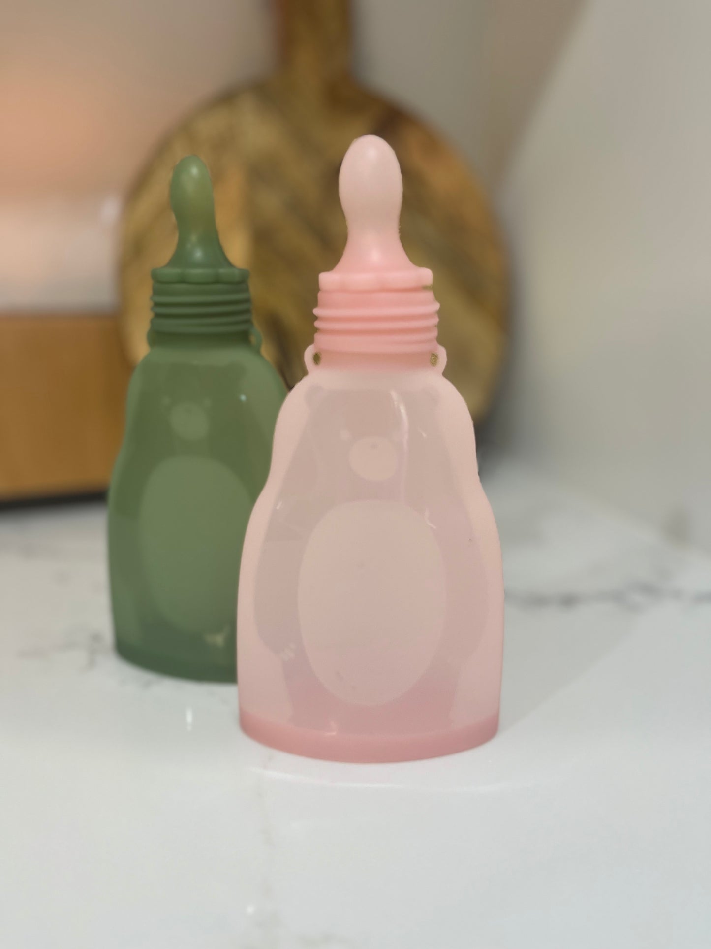 Silicone Baby squeeze bag storage with spoon lid