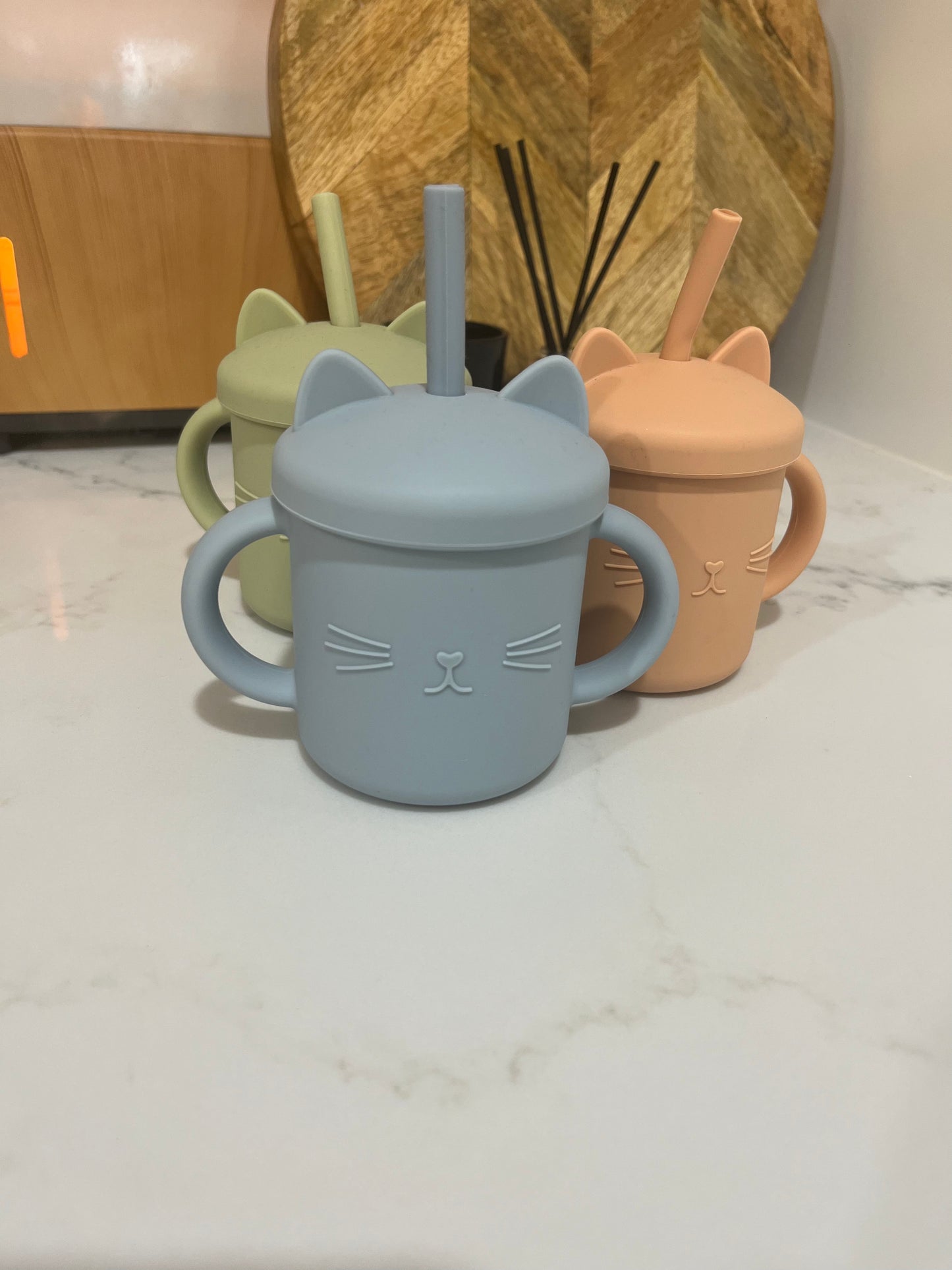 Silicone kitty sippy cup