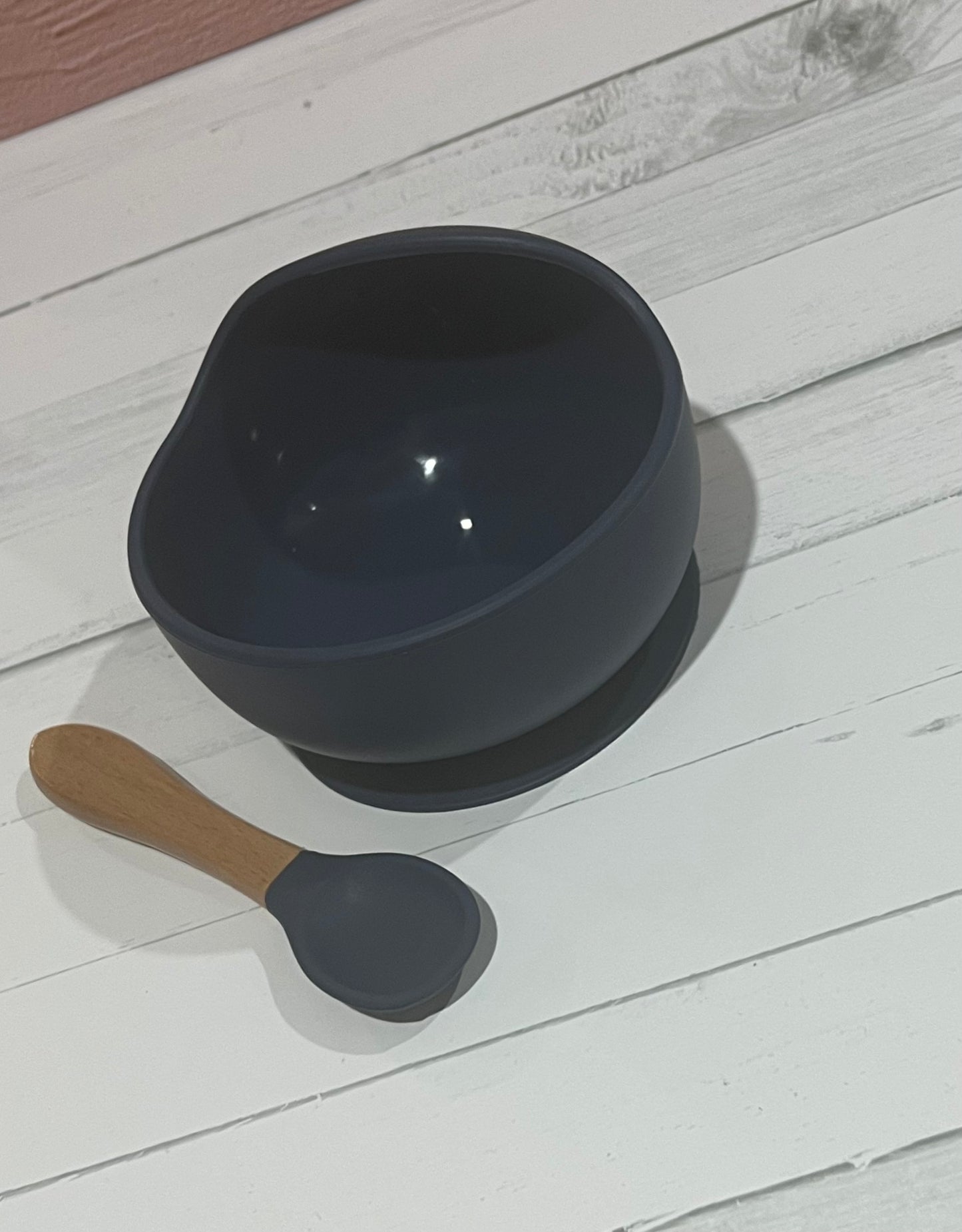 Silicone, suction bowl and spoon set